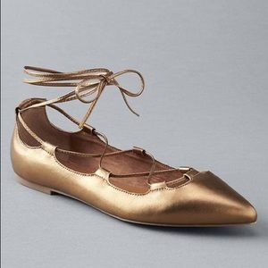 Gap Lace Up Ballet Flats In Old Gold Size 10